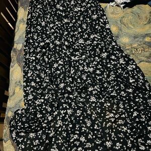 Floral Black High Low Skirt